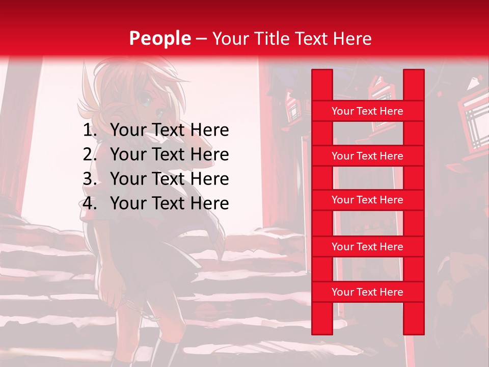 A Woman Standing On Steps In Front Of A Gate PowerPoint Template