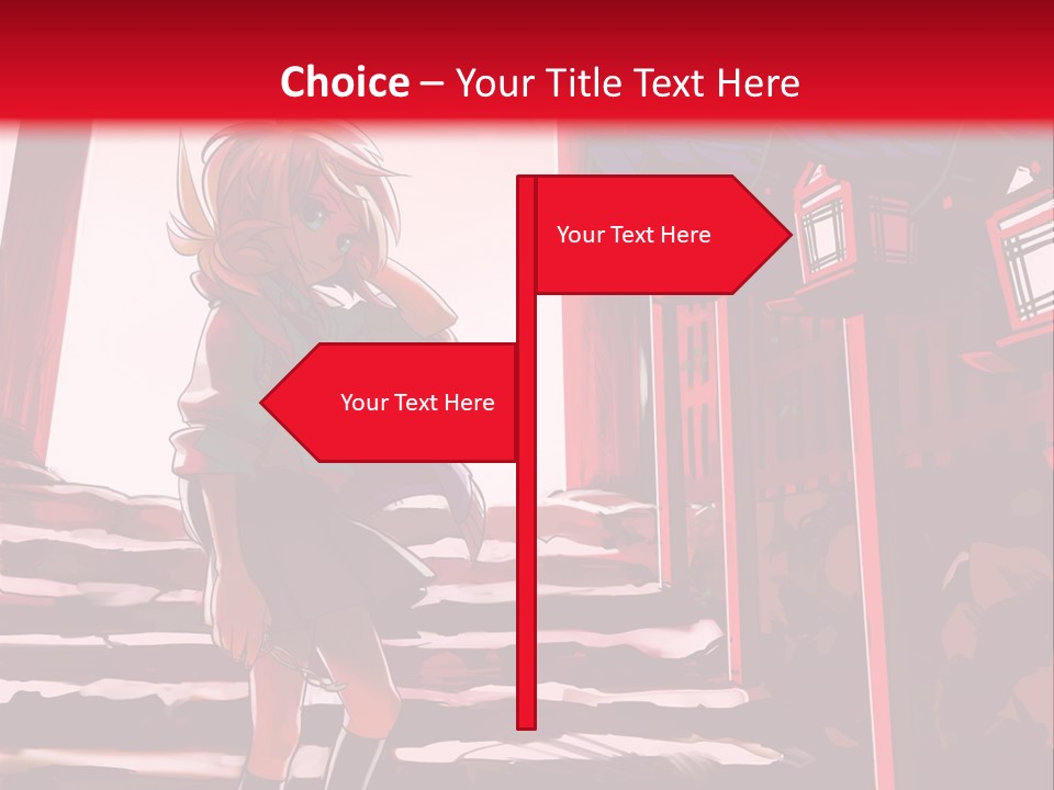 A Woman Standing On Steps In Front Of A Gate PowerPoint Template