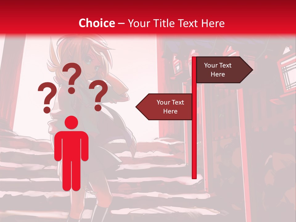 A Woman Standing On Steps In Front Of A Gate PowerPoint Template