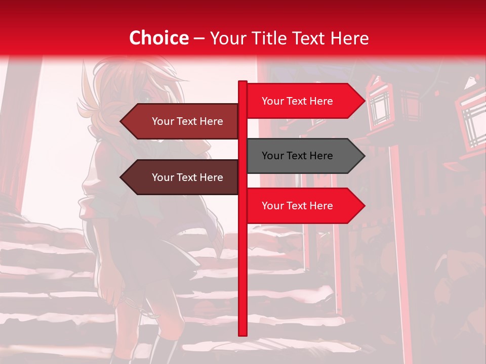 A Woman Standing On Steps In Front Of A Gate PowerPoint Template