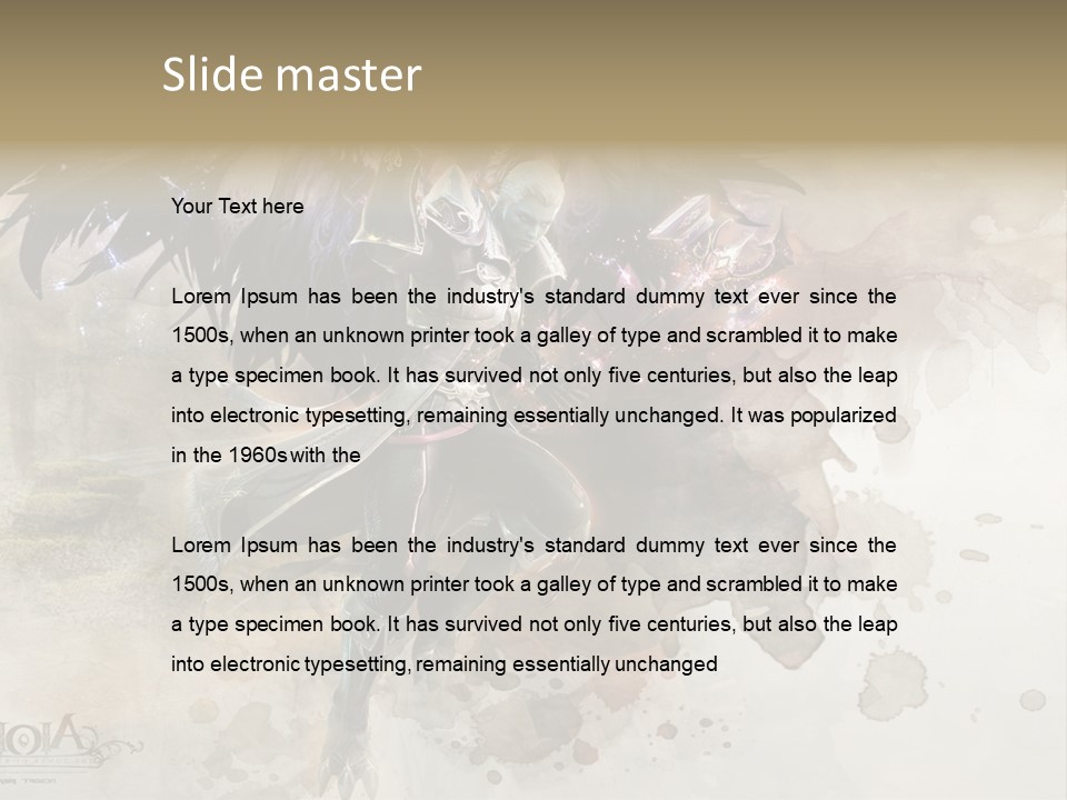 A Woman With A Sword And Wings Powerpoint Template PowerPoint Template