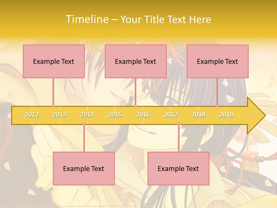 A Couple Kissing In Front Of A Yellow Background PowerPoint Template