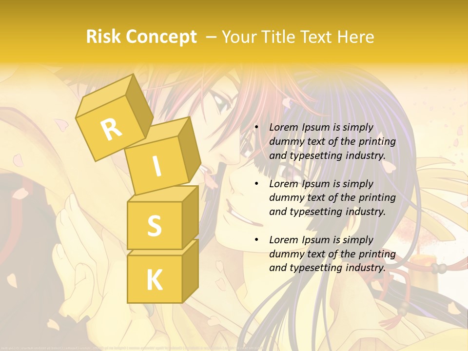 A Couple Kissing In Front Of A Yellow Background PowerPoint Template