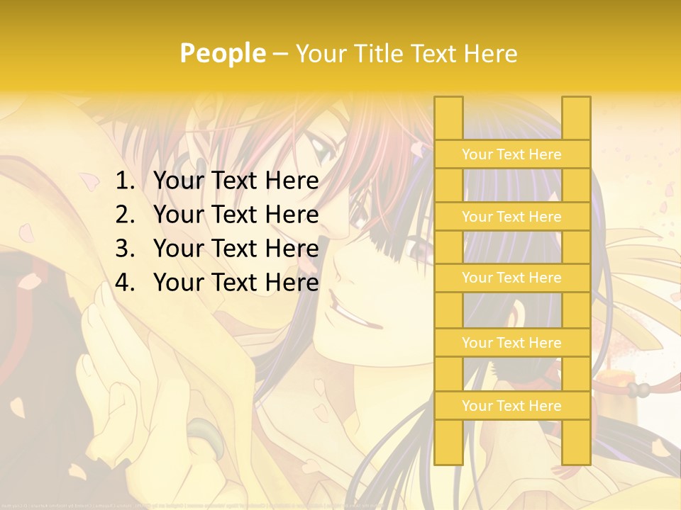 A Couple Kissing In Front Of A Yellow Background PowerPoint Template
