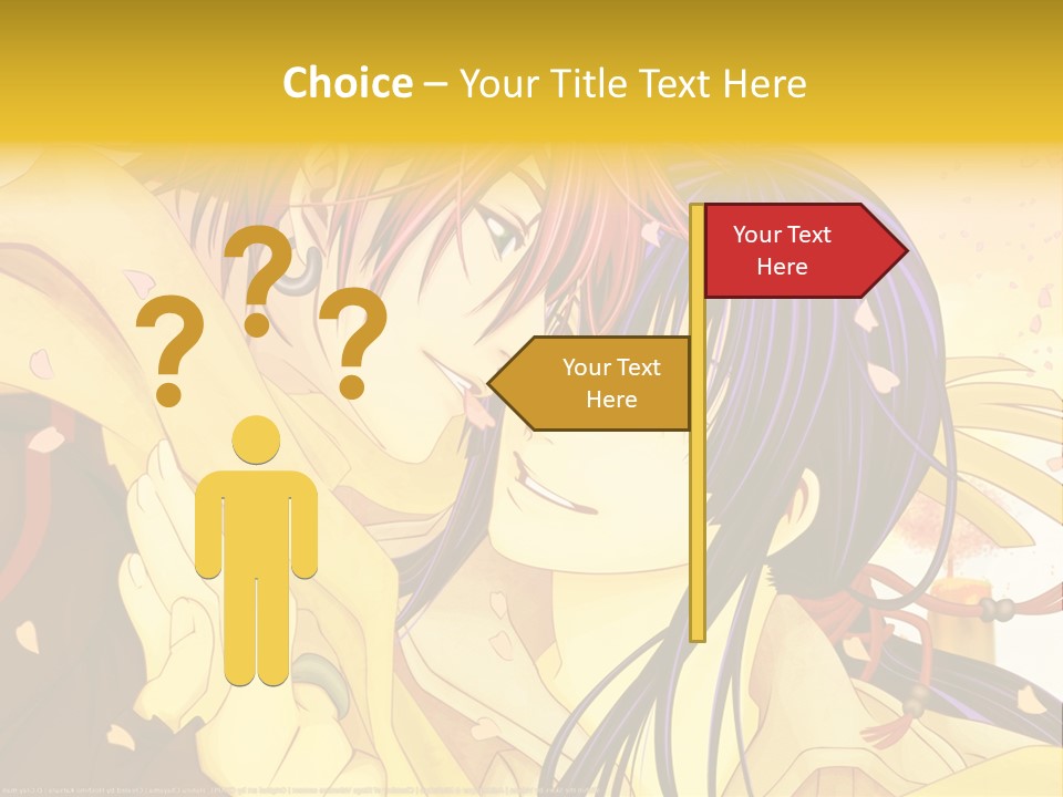 A Couple Kissing In Front Of A Yellow Background PowerPoint Template