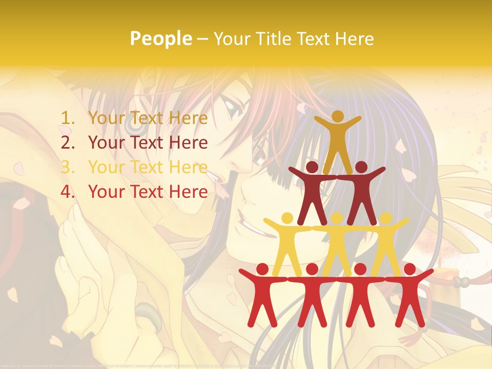 A Couple Kissing In Front Of A Yellow Background PowerPoint Template