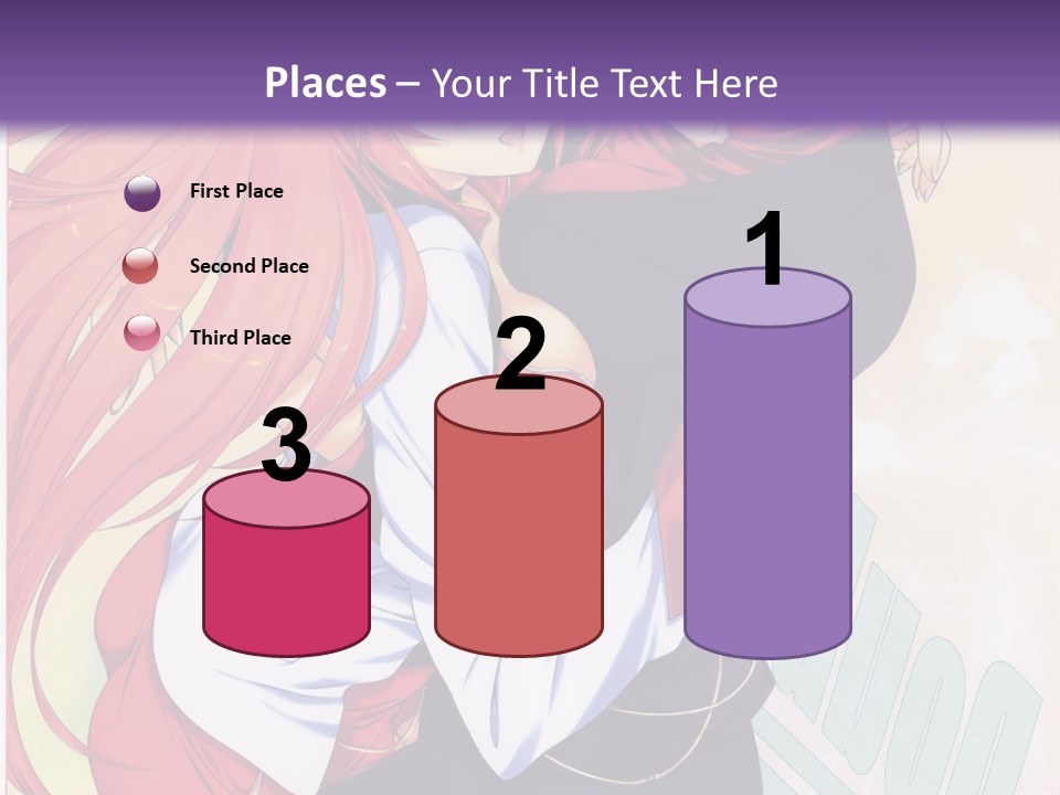 A Couple Of Anime Girls Hugging In Front Of A Purple Background PowerPoint Template