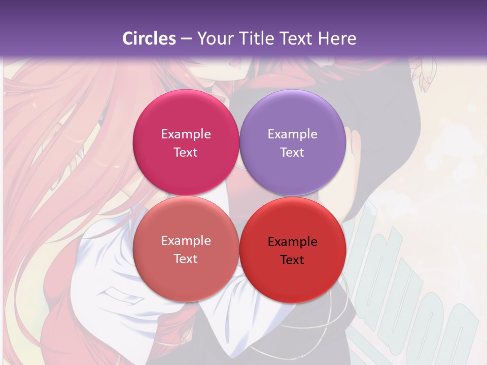 A Couple Of Anime Girls Hugging In Front Of A Purple Background PowerPoint Template