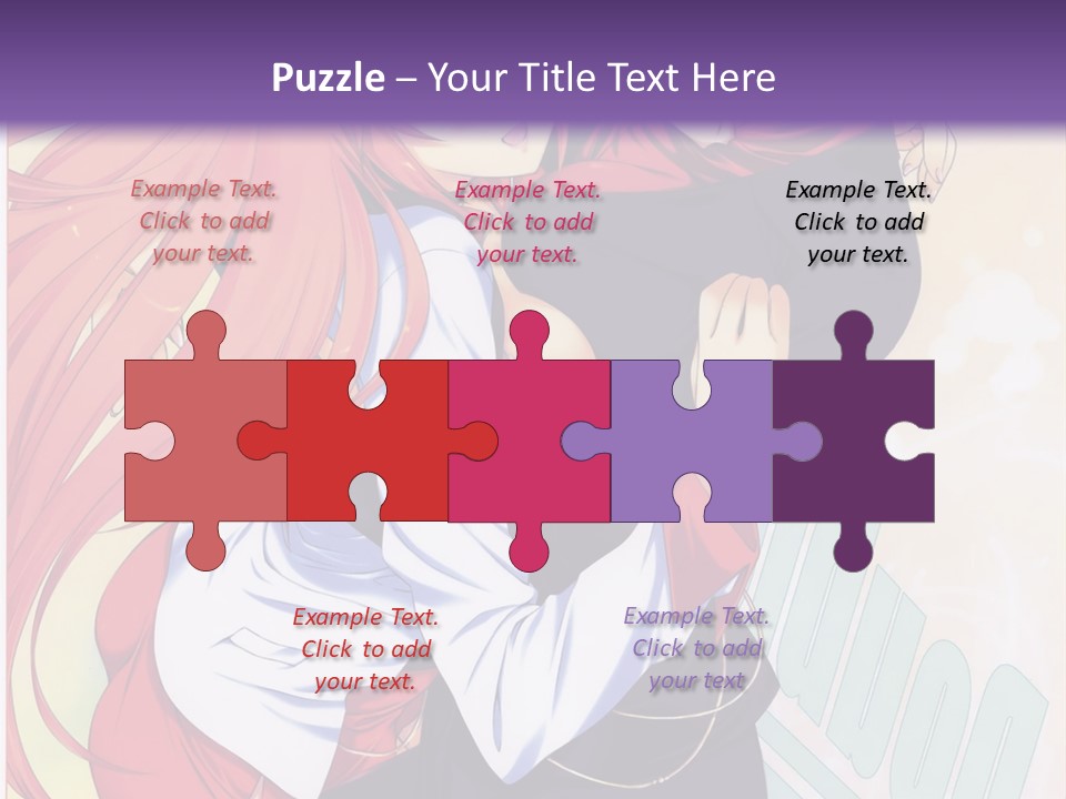 A Couple Of Anime Girls Hugging In Front Of A Purple Background PowerPoint Template