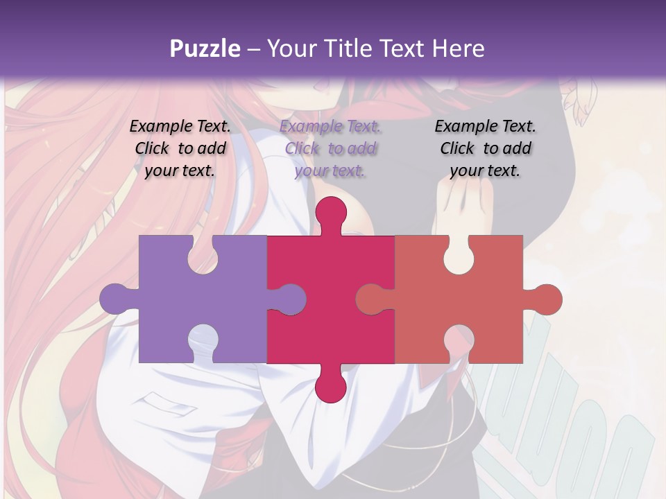 A Couple Of Anime Girls Hugging In Front Of A Purple Background PowerPoint Template