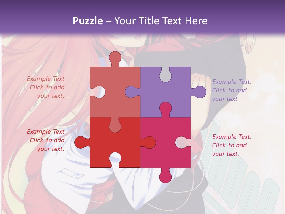 A Couple Of Anime Girls Hugging In Front Of A Purple Background PowerPoint Template