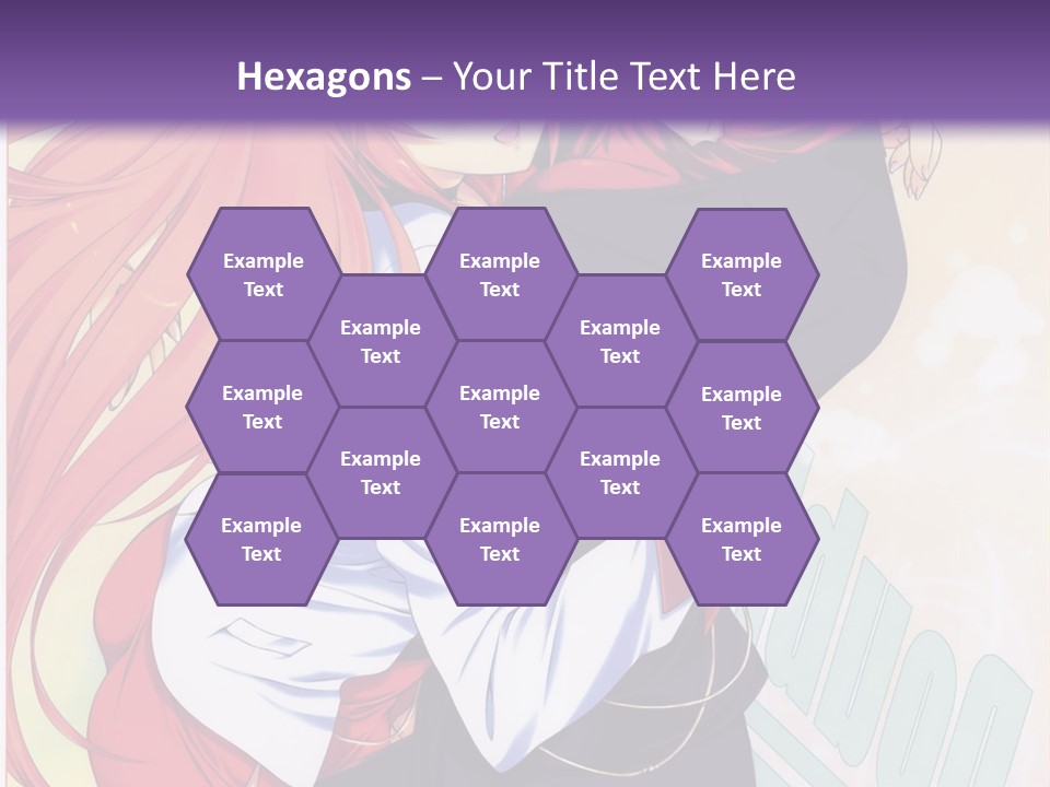 A Couple Of Anime Girls Hugging In Front Of A Purple Background PowerPoint Template