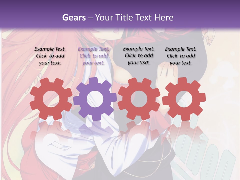 A Couple Of Anime Girls Hugging In Front Of A Purple Background PowerPoint Template