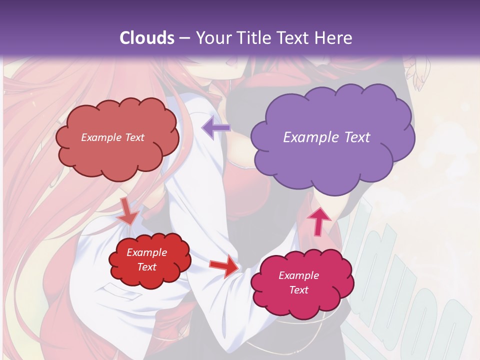 A Couple Of Anime Girls Hugging In Front Of A Purple Background PowerPoint Template