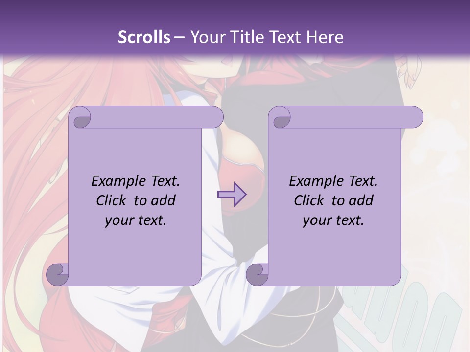 A Couple Of Anime Girls Hugging In Front Of A Purple Background PowerPoint Template