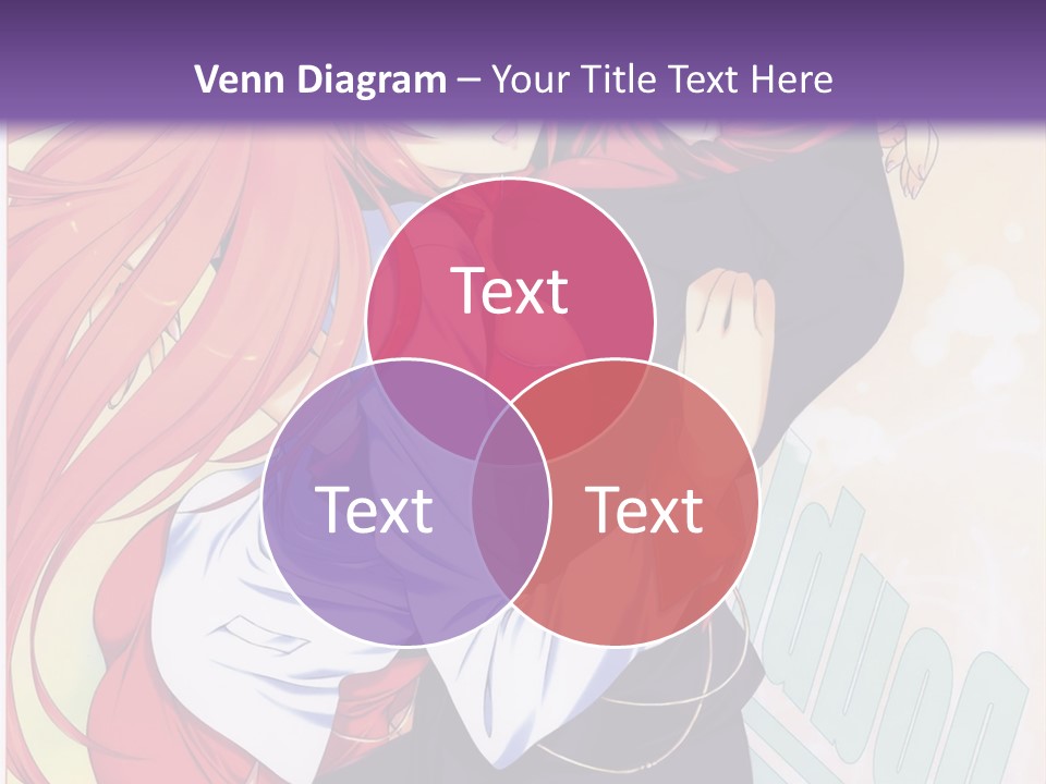 A Couple Of Anime Girls Hugging In Front Of A Purple Background PowerPoint Template
