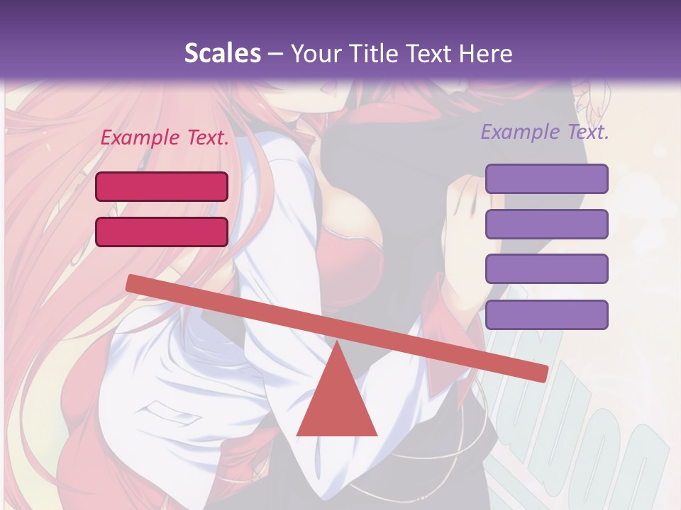 A Couple Of Anime Girls Hugging In Front Of A Purple Background PowerPoint Template