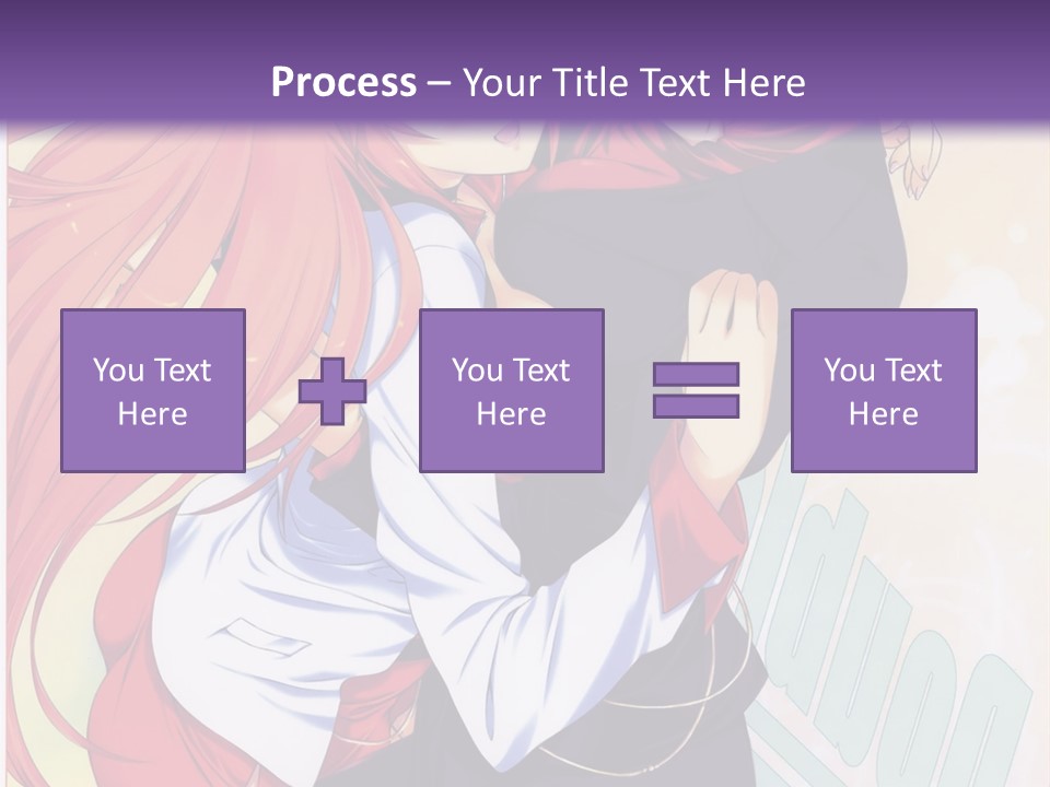 A Couple Of Anime Girls Hugging In Front Of A Purple Background PowerPoint Template