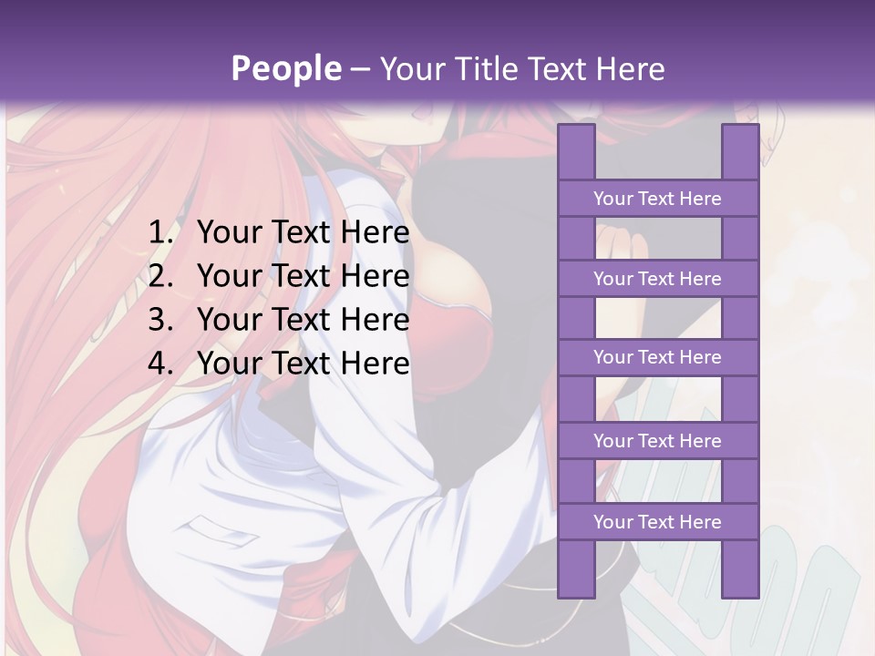 A Couple Of Anime Girls Hugging In Front Of A Purple Background PowerPoint Template