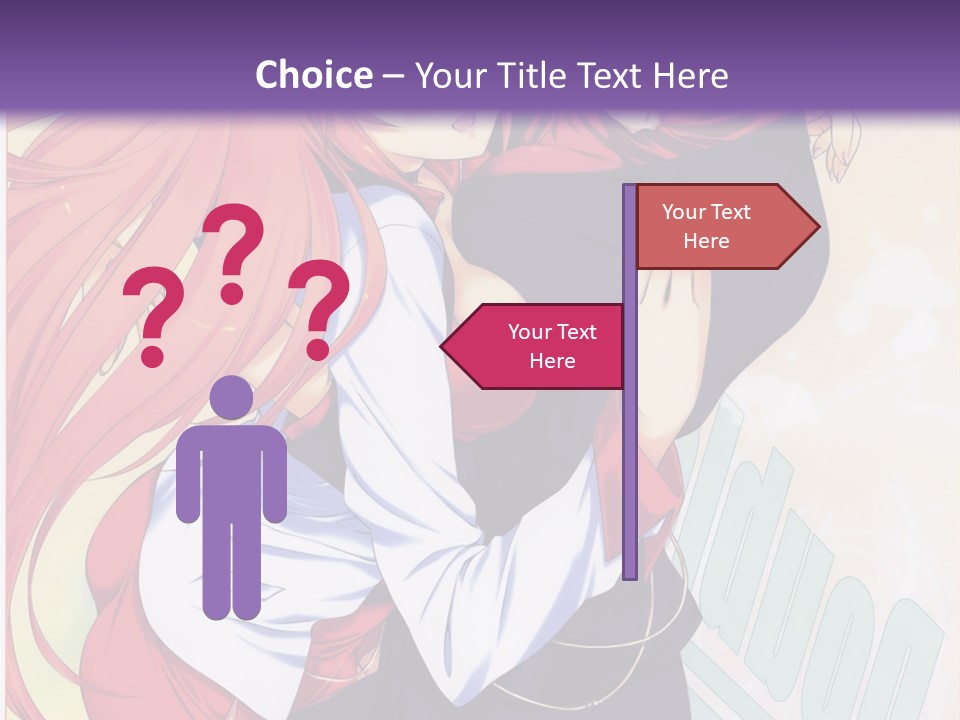 A Couple Of Anime Girls Hugging In Front Of A Purple Background PowerPoint Template