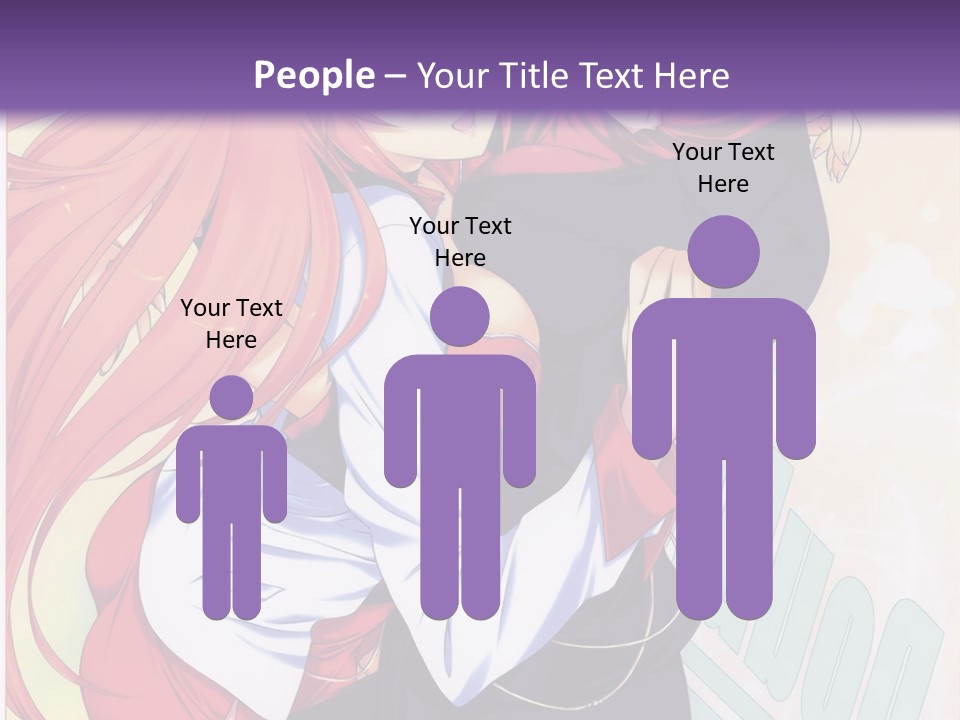 A Couple Of Anime Girls Hugging In Front Of A Purple Background PowerPoint Template