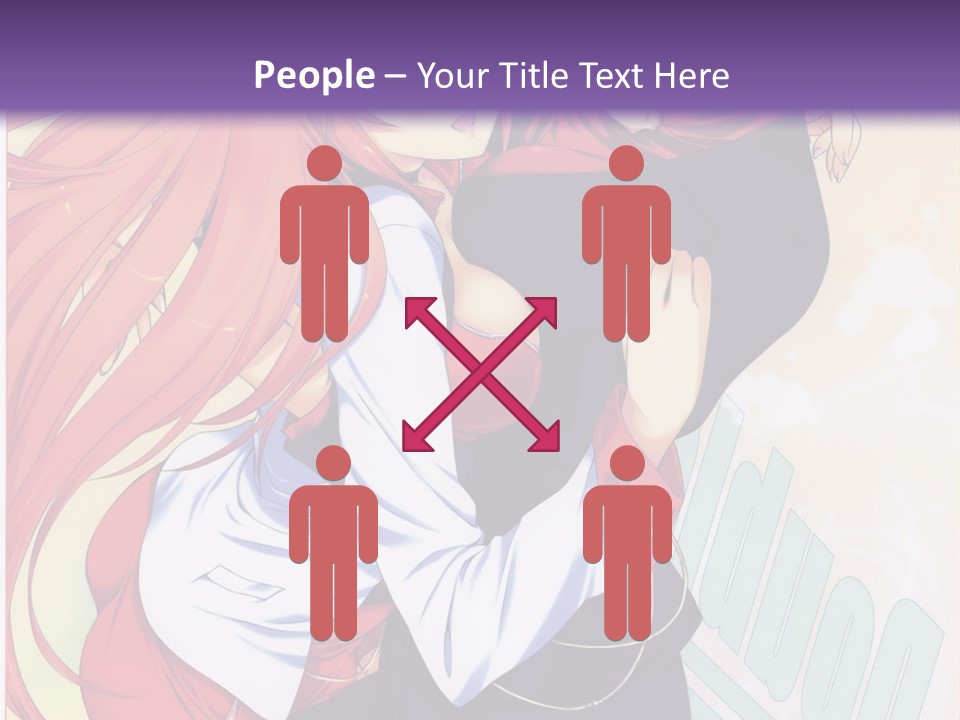 A Couple Of Anime Girls Hugging In Front Of A Purple Background PowerPoint Template