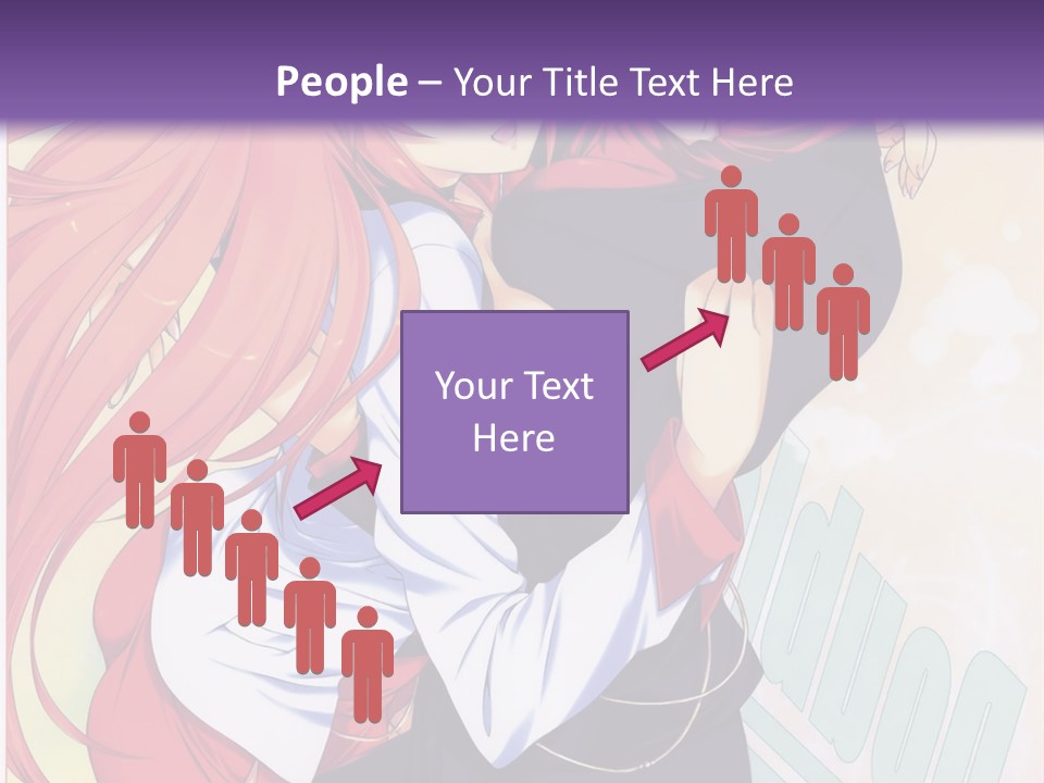 A Couple Of Anime Girls Hugging In Front Of A Purple Background PowerPoint Template