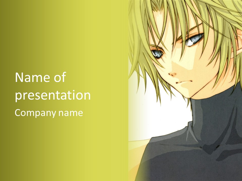 A Anime Character With Blonde Hair And Blue Eyes PowerPoint Template