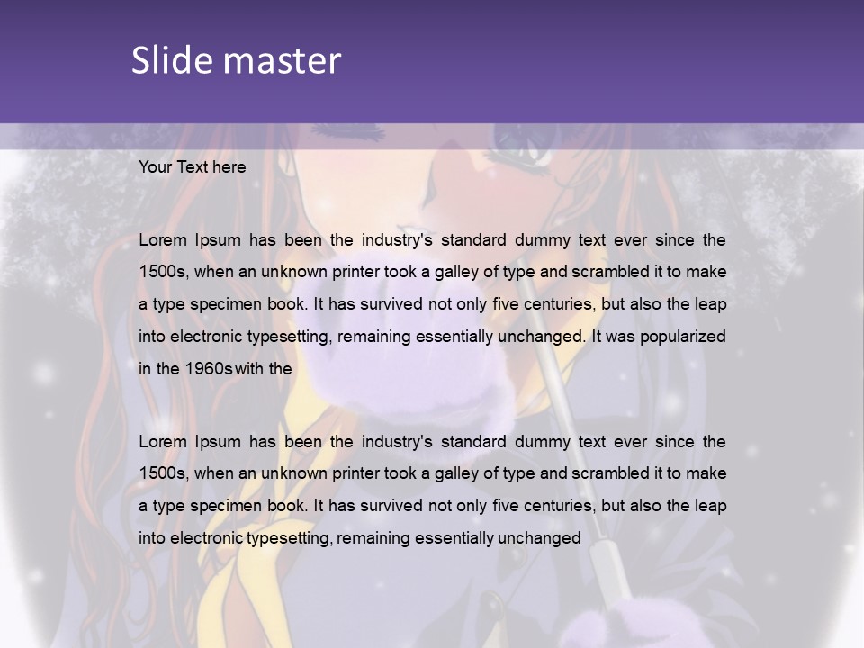 A Girl With A Purple Hat And A Yellow Scarf PowerPoint Template