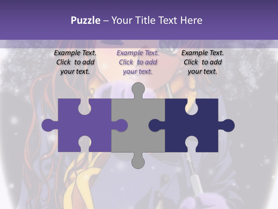 A Girl With A Purple Hat And A Yellow Scarf PowerPoint Template