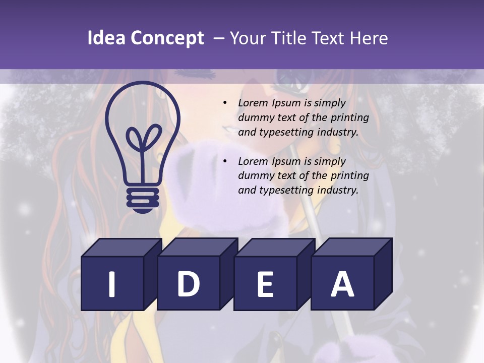 A Girl With A Purple Hat And A Yellow Scarf PowerPoint Template