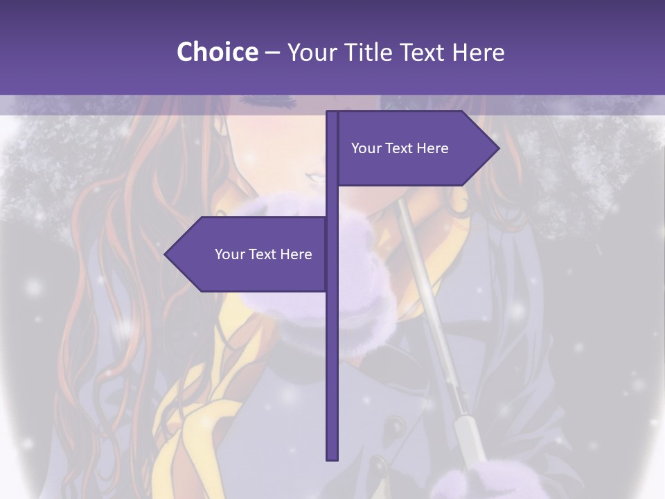 A Girl With A Purple Hat And A Yellow Scarf PowerPoint Template