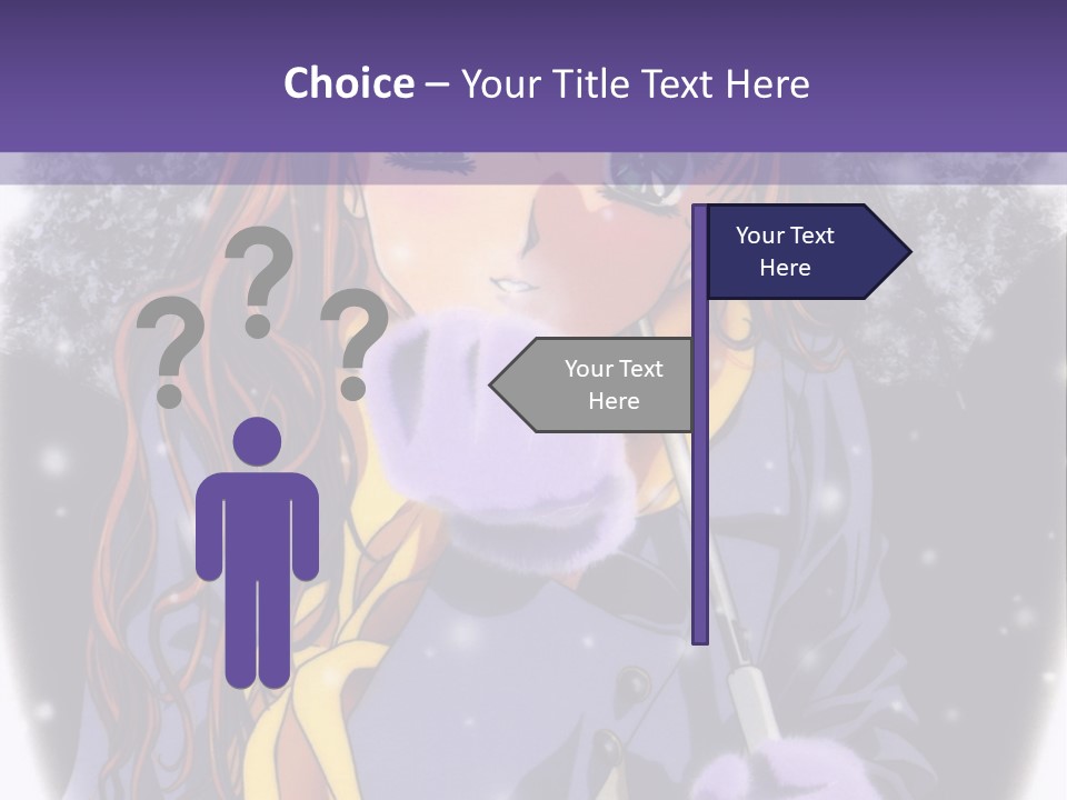A Girl With A Purple Hat And A Yellow Scarf PowerPoint Template
