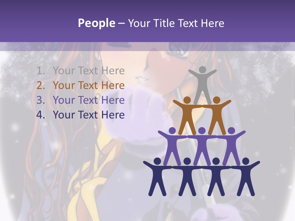 A Girl With A Purple Hat And A Yellow Scarf PowerPoint Template
