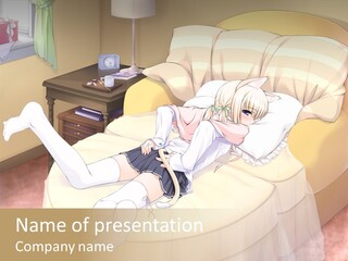 A Woman Laying On A Bed In A Room PowerPoint Template