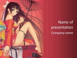 A Woman In A Kimono Sitting On A Bed PowerPoint Template