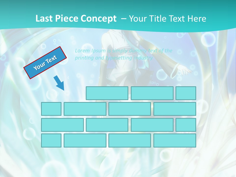 A Woman In A Blue Dress With Bubbles Powerpoint Presentation Template PowerPoint Template