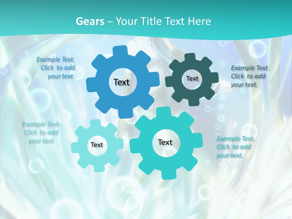 A Woman In A Blue Dress With Bubbles Powerpoint Presentation Template PowerPoint Template