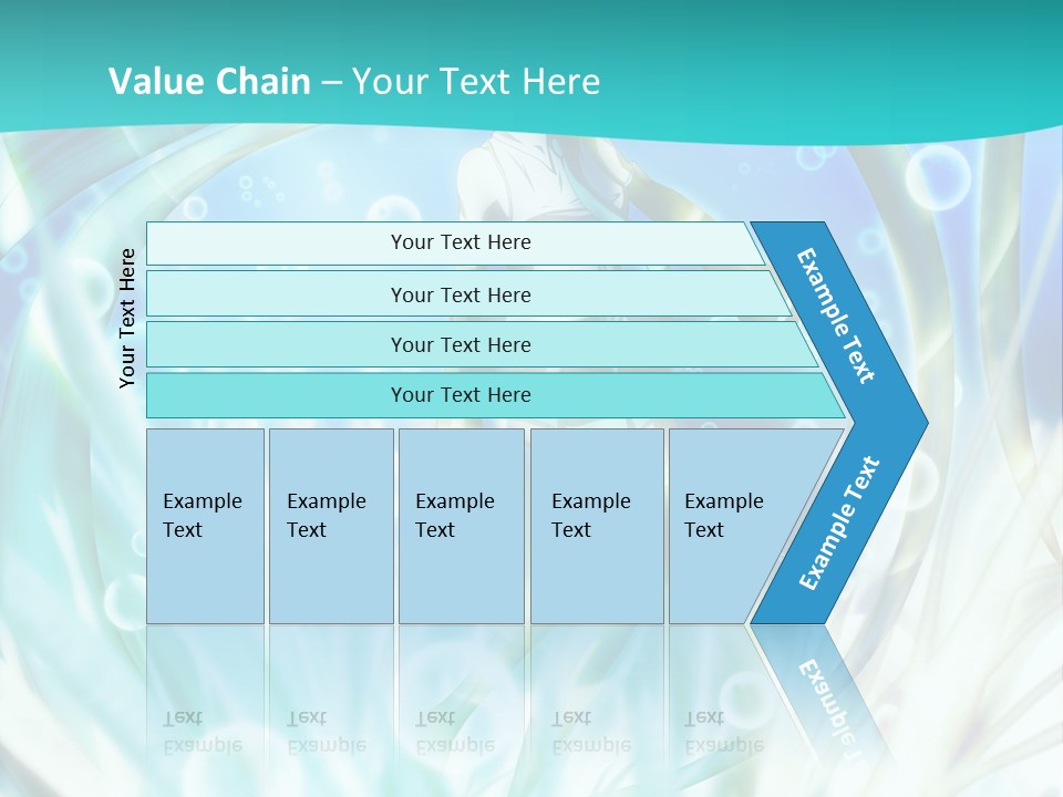 A Woman In A Blue Dress With Bubbles Powerpoint Presentation Template PowerPoint Template