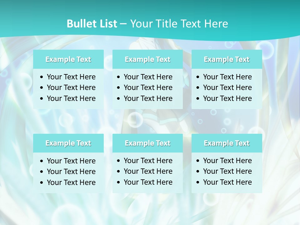 A Woman In A Blue Dress With Bubbles Powerpoint Presentation Template PowerPoint Template