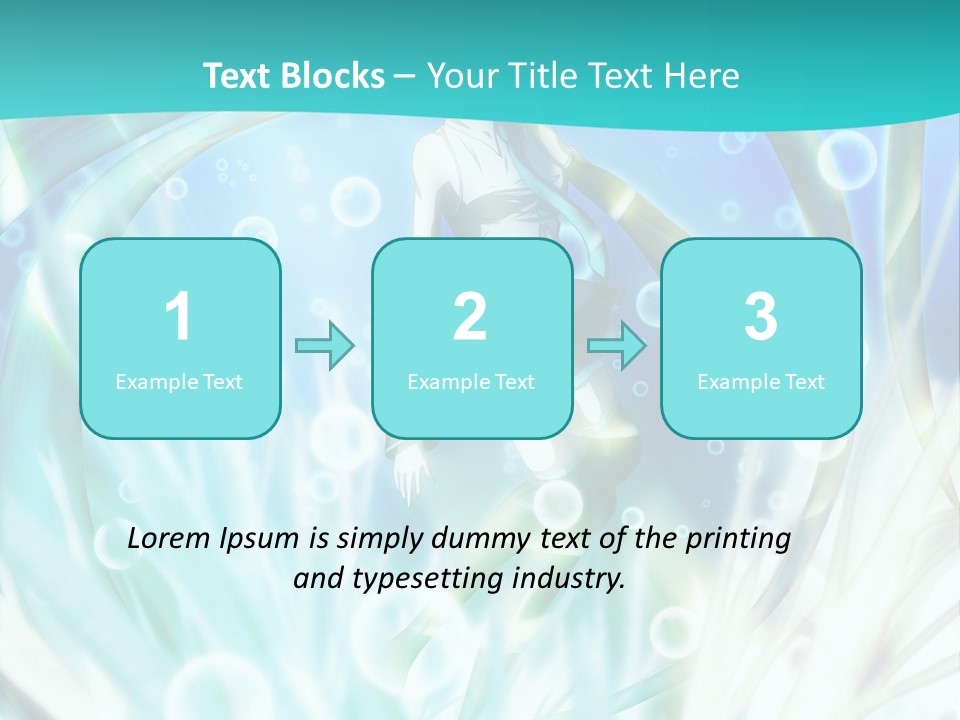 A Woman In A Blue Dress With Bubbles Powerpoint Presentation Template PowerPoint Template