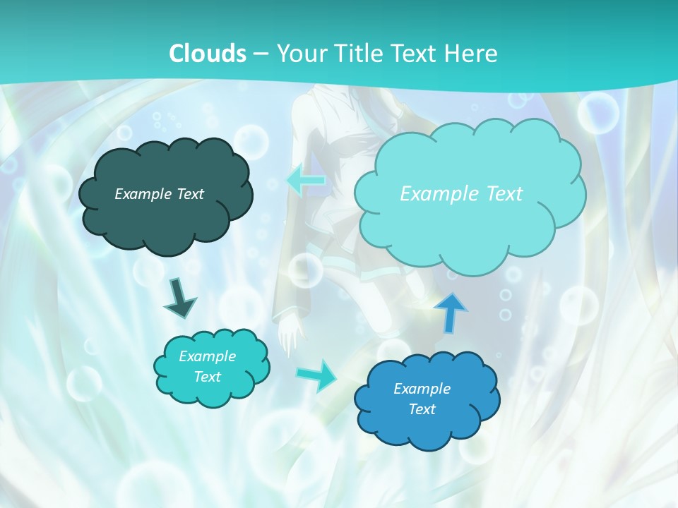 A Woman In A Blue Dress With Bubbles Powerpoint Presentation Template PowerPoint Template