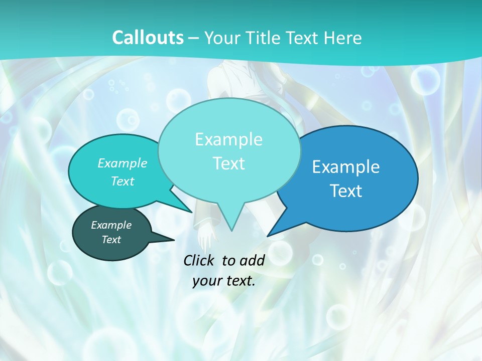 A Woman In A Blue Dress With Bubbles Powerpoint Presentation Template PowerPoint Template