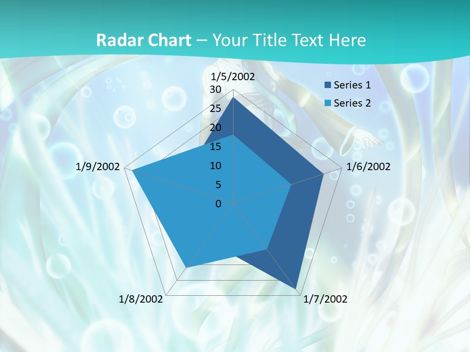 A Woman In A Blue Dress With Bubbles Powerpoint Presentation Template PowerPoint Template