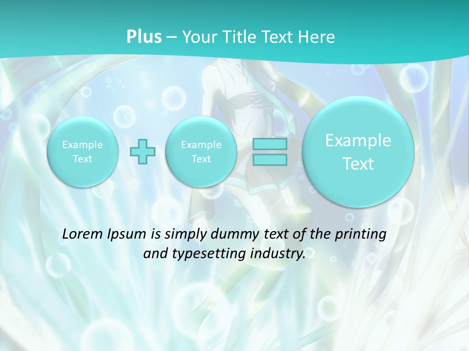 A Woman In A Blue Dress With Bubbles Powerpoint Presentation Template PowerPoint Template