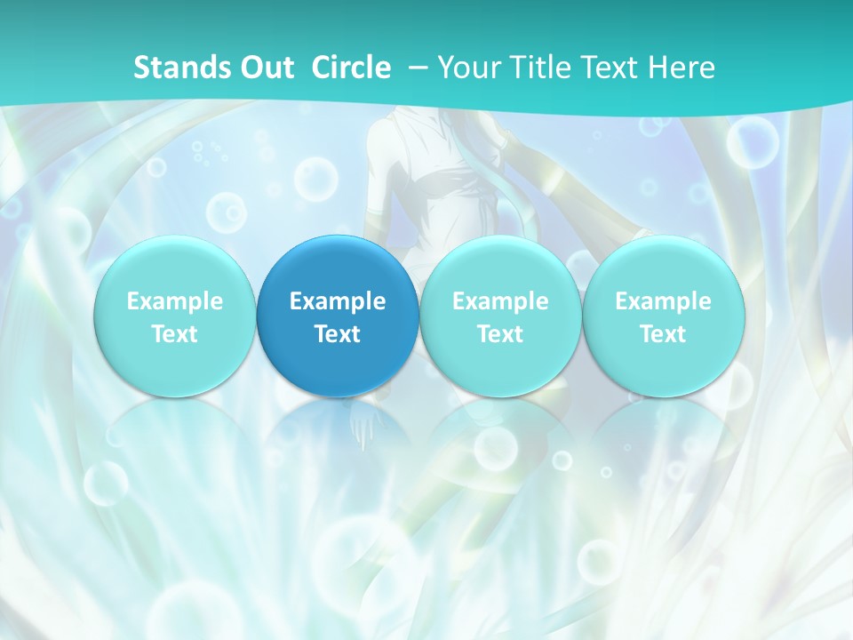 A Woman In A Blue Dress With Bubbles Powerpoint Presentation Template PowerPoint Template