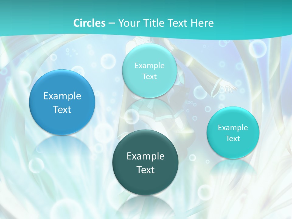 A Woman In A Blue Dress With Bubbles Powerpoint Presentation Template PowerPoint Template