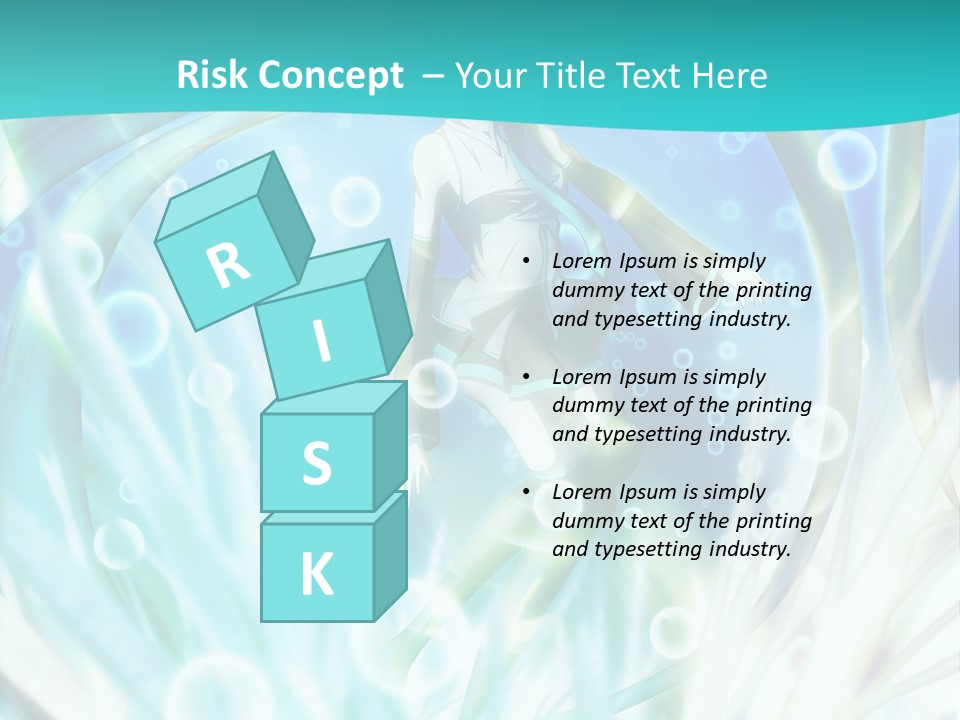 A Woman In A Blue Dress With Bubbles Powerpoint Presentation Template PowerPoint Template