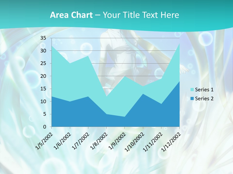 A Woman In A Blue Dress With Bubbles Powerpoint Presentation Template PowerPoint Template