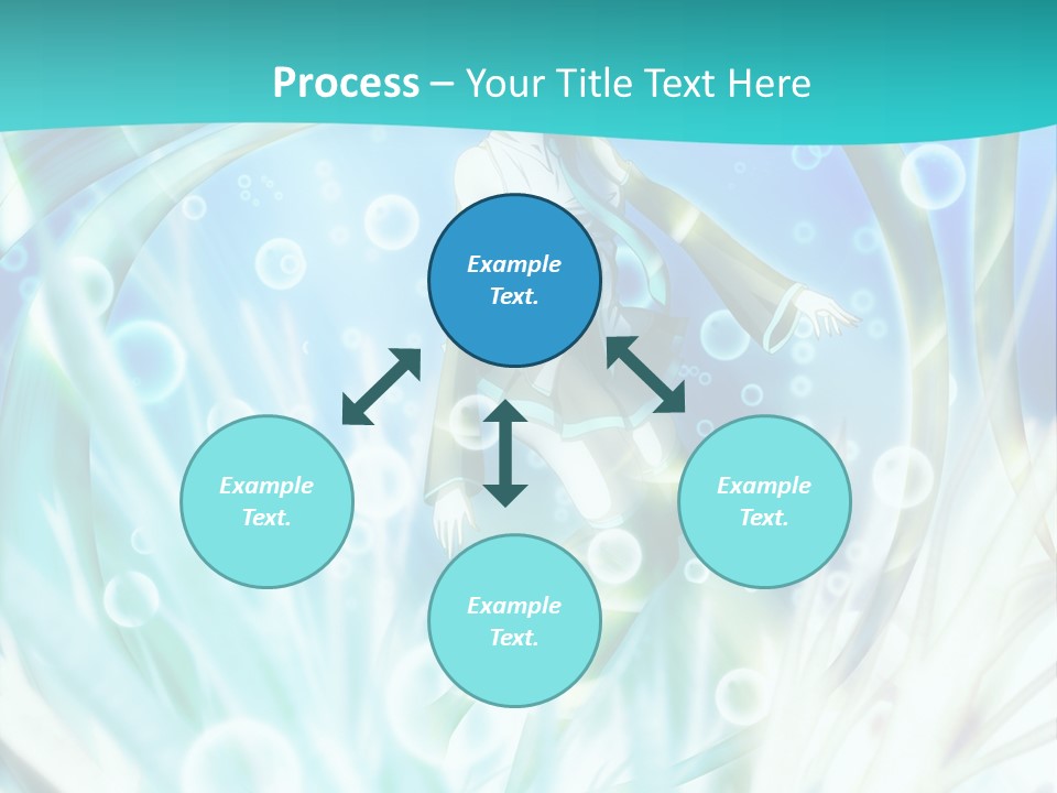 A Woman In A Blue Dress With Bubbles Powerpoint Presentation Template PowerPoint Template